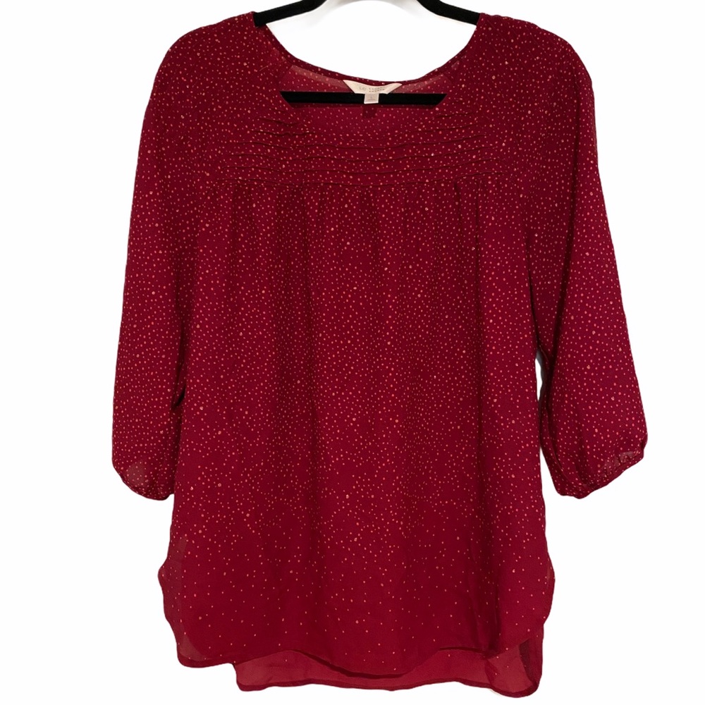 LAUREN CONRAD | Polka Dot Peasant Blouse